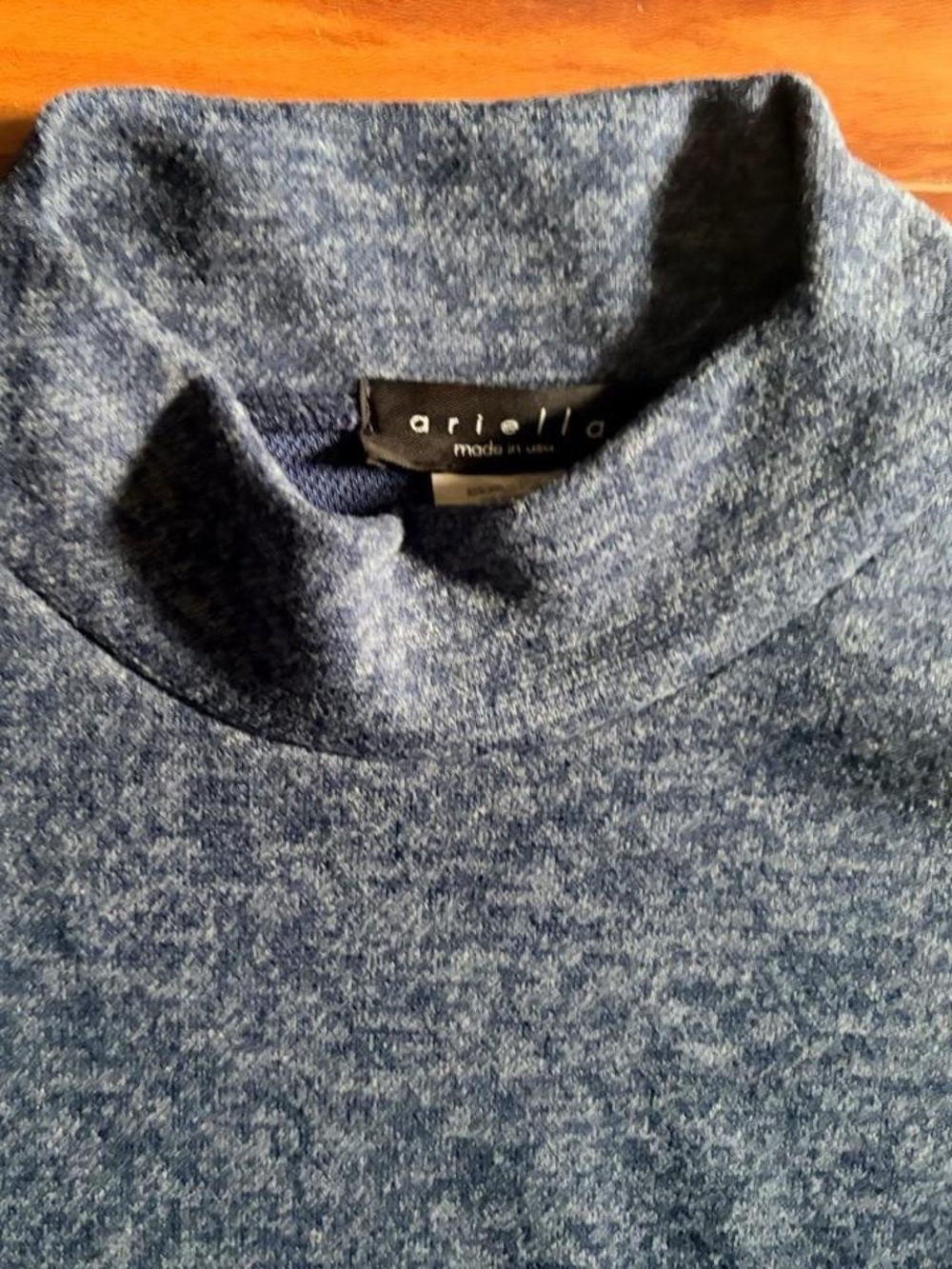 Ariella Navy Blue Crewneck Sweater with Zip Pockets Made in USA - Picture 3 of 5